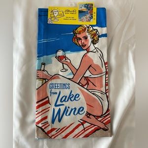 NWT Blue Q Dish Towel— “Welcome to Lake Wine.”
